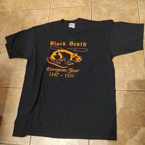 Vintage Black Death European Tour 1347-1351 T-Shirt Black Sz XL Preshrunk Cotton